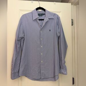 Ralph Lauren Light Purple and Navy Long-Sleeve Button-Down Shirt